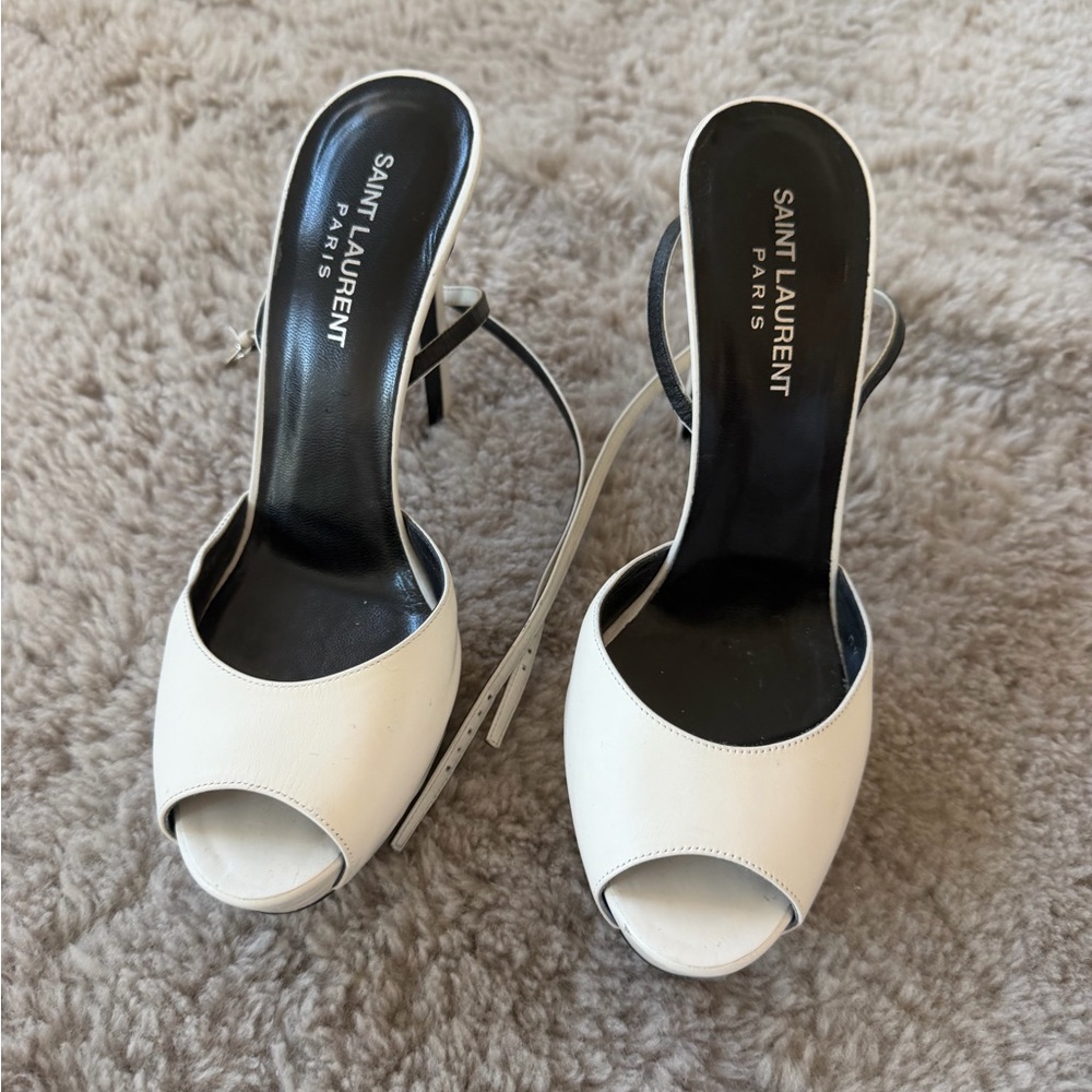 Saint Laurent Paris Peep Toe Slingback Heels